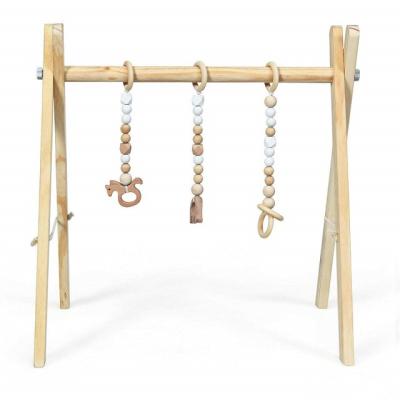 China Universal Organic Natural Activity Safety Pine Baby Play Gym Eco-Friendly Wooden Mat Hanging Toys Accessories Educational for sale