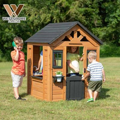 China Easily Assembled Montessori Kindergarten Kids Role Play House Timber Cubby Room for Backyard Playground Rooms Domestic Wooden Theater Home for sale