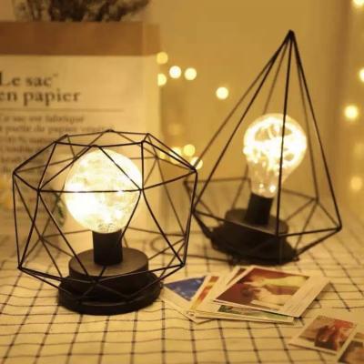 China Warehouse Led Nordic Style Iron Shape Lamp Decorative Small Night Lights Decorative Christmas Table Light for sale