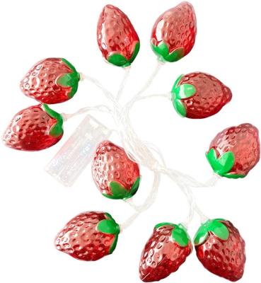 China Warehouse Fruit Battery Operated Indoor Outdoor Lighting Strawberry Shape String Flashing Lights for sale