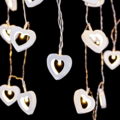 China Warehouse 20 LED Lights 10ft Valentine's Day Heart Lights Wood Heart Fairy Lights for Valentine's Day Weddings Party for sale