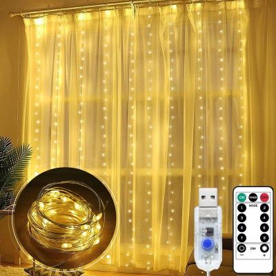 China Warehouse 8 Mode Dimmable Remote Control USB Powered Silver LED Copper Wire String Lights Fairy Decor Christmas Garlands Light for sale