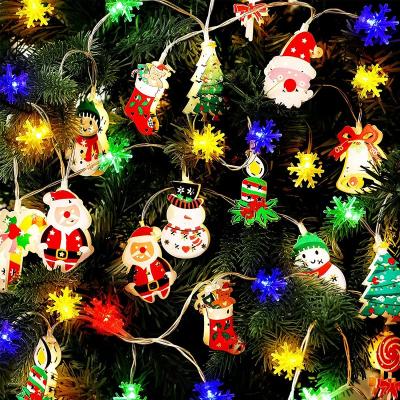 China Garden LED Santa Claus Snowman Christmas Decoration Light Candy Cane Jars Lamp String Snowflake String Battery Outdoor Decoration for sale