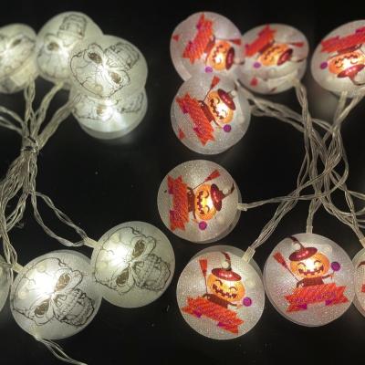 China New LED Halloween String Lights Skull and Pumpkin Decorative Light Pattern Lights Ghost Festival Battery Lamps for sale