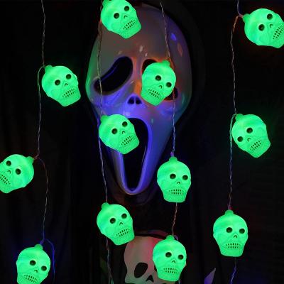 China Warehouse Halloween Skeleton Skull String Lights, 20 Spooky LED Halloween Decoration Lights, Battery Operated Halloween Lights for sale