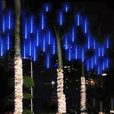 China Waterproof Outdoor Garden LED Color Lights Meteor Rain Tree Lights Full Flashing Hanging Stars Tree Decoration Color Changing Lights for sale