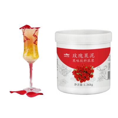 China Original Taste And Flavor Rose Puree Special Material Vegetable Pulp Crushed Fruit Juice Jam Milk Tea Shop Fruit Paste Concentrate for sale