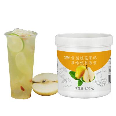 China Original taste and flavor pear osmanthus puree special material vegetable pulp crushed fruit juice jam milk tea shop fruit paste concentrate for sale