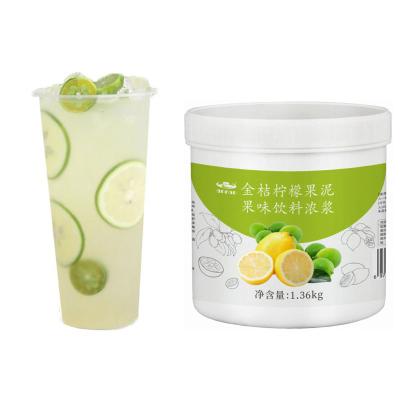 China Original Taste And Flavor Kumquat Lemon Puree Special Material Vegetable Pulp Crushed Fruit Juice Jam Milk Tea Shop Fruit Paste Concentrate for sale