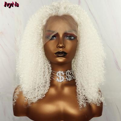 China Natural Suit Ivy Na Futura Synthetic Lace Front Wig Kinky Curly White Bob For Black Women Heat Resistant Fiber Wigs For Newspaper And Cosplay for sale