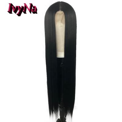 China Futura 3x5 Long Basic Silky Straight Silky Skin Wave 30 Inch Machine Made Straight Synthetic Lace Front Wig For Women For Women for sale