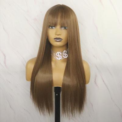 China Factory Wholesale Straight #10 Color Wig Machine Made With High Temperature Bangs Silk Wigs for sale