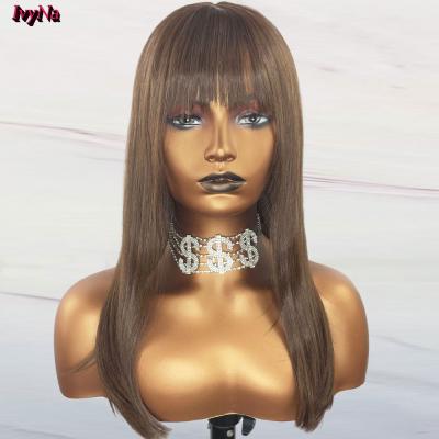 China Na Ivy Lace Front Wig Soft Thick Smooth Brown Hair Long Sheer Natural Silky Straight Wig With Bangs None Lace Front Wigs For Black Women For Daily for sale