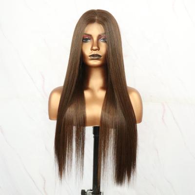 China Long 13*4 Brown 4/30 Silky Straight Blonde Mixed Straight Wave Synthetic Wig With Lace Front For Black Women for sale