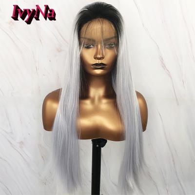 China Wave Ivyna 13*4 Silky Straight Synthetic Wig With Lace Front Synthetic Wig For Black Women Silky Straight Wig for sale