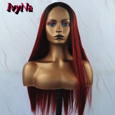 China Wave Ivyna Silky Straight Lace Front Wig For Color Women Straight Lace Front Wig Long Synthetic Lace Front Wig for sale