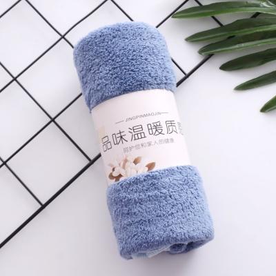 China Solid Color Compressed Microfiber Coral Velvet Highly Absorbent Soft Face Towels With Tape/Paper Tape for sale