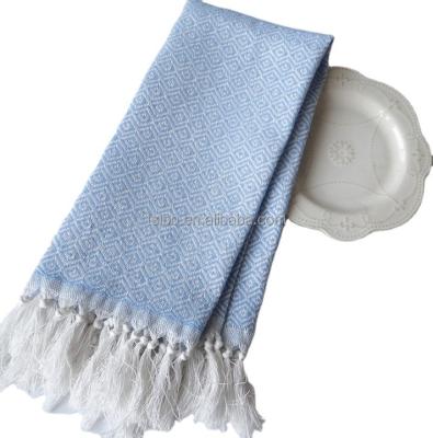 China Compressed Yarn Dyed Diamond Tassel Home Kitchen Towel Tea Towel With Tassel for sale