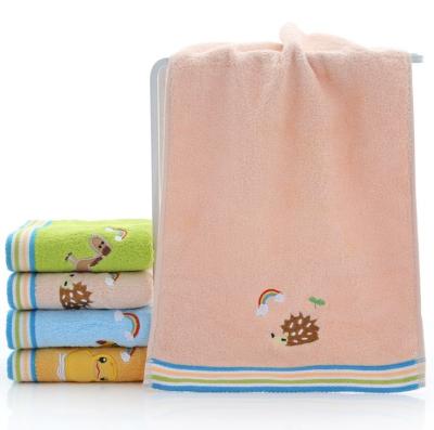 China Yarn Cartoon Embroidery Design Kids Soft Untwisted Cute Face Towel for sale