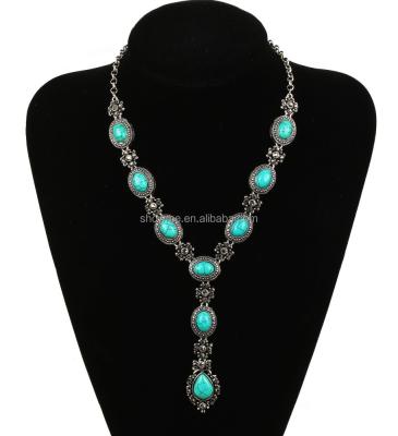 China ALLY trendy Y style turquoise necklace, turquoise statement necklace, Y-shape necklace for sale