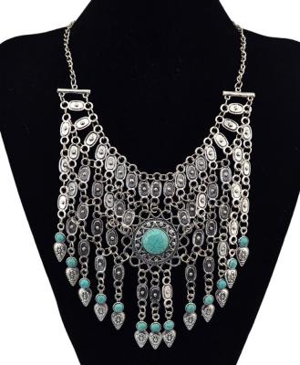 China 2015 Wholesale ALLOY Fashion Turquoise Jewelry , Silver Zamac Turquoise Necklace Latest Design for sale