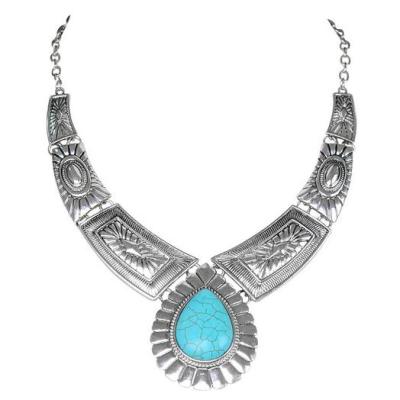 China Fashionable Wholesale Silver Chunky Silver Turquoise ALLOY Nepal Nepal Chunky Jewelery for sale