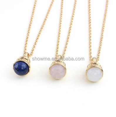 China Wholesale High Quality Natural Stone Gold Necklace Fashion Gold Pendant Necklace Quality Jewelry Brazilian Tasty Stone Jewelry for sale