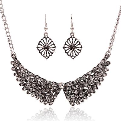 China Ethnic Turkish Silver ALLOY Footstool Jewelry Necklace Earring Set Turkish Footstool Style Jewelry for sale