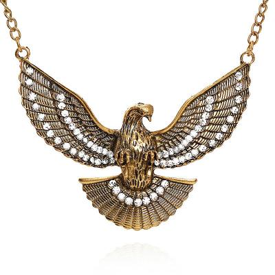 China ALLOY Big Hawk Eagle Necklace Antique Brass Eagle Jewelry Newest Necklace Design for sale