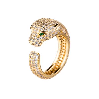 China CLASSIC Fresh Brass Leopard Ring Adjustable Ring Mens Womens Leopard Zircon Ring Good Quality Jewelry for sale