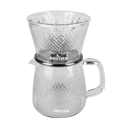 China Portable Sustainable Borosilicate Glass Pour Over Coffee Funnel Spout & Server Set Coffee Maker for sale