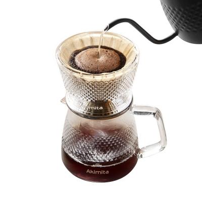 China Double Layer Borosilicate Glass Coffee Flower 1-2 Cups Coffee Server Viable High Drip Coffee Filter Set for sale