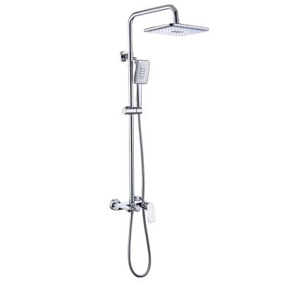 China With Slide Bar Cold And Hot Water Brass Exposed Wall Mounted Bathroom Rain Shower Set Shower Faucet Mixer for sale