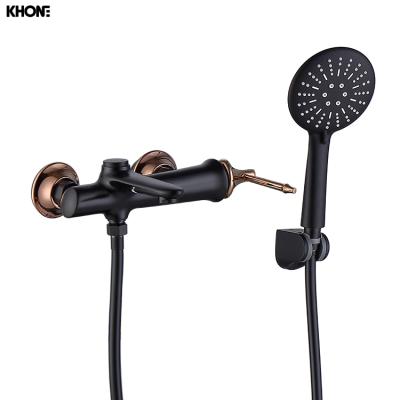 China Without Slide Bar Gold Bathroom Shower Faucet Tub Faucet Bath And Wholesale Brass Black Shower Faucet Set for sale