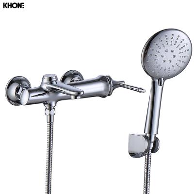 China High Quality Polished Chrome Free Slide Bar Wall Mounted Shower Set Copper Bath And Shower Faucets for sale