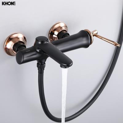 China Wholesale Brass Black Gold Wall Mounted Bath Shower Faucets Hot Cold Cold Mixer And Bath Shower Faucets for sale