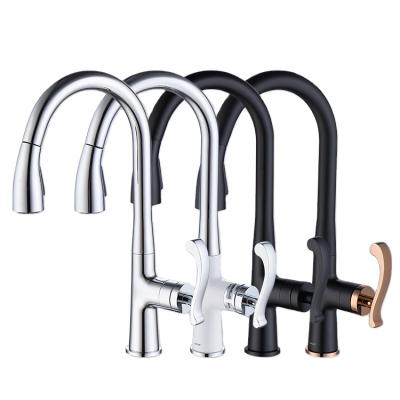 China Modern Matte Black Finish Kitchen Water Tap High End Mixer Tap Pull Out Kitchen Faucet for sale