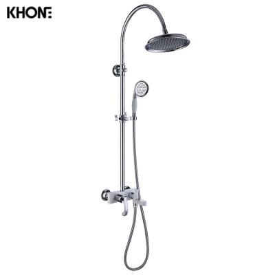 China With Sliding Bar New Fashion Chrome Wall Mount Rain Bath Shower Faucet Bathroom Shower Set Luxury for sale