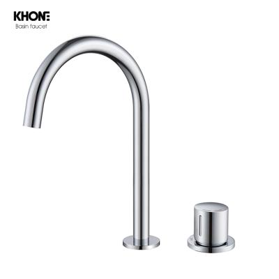 China Contemporary High Quality Hotel Chrome Large Hole Countertop Brass Single Basin Faucet For Bathroom Sink for sale