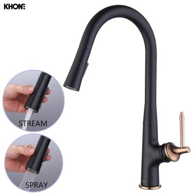 China Contemporary Pull Out Kitchen Faucet Mixer With Pull Down Sprayer Black Water Kitchen Sink Faucets for sale