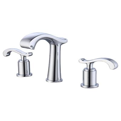 China Modern Luxury Brass Chrome Basin Faucet 3 Hole Bathroom Vessel Faucets For Bathroom Sinks for sale