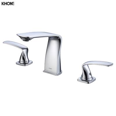 China Chrome 3 Hole Modern Luxury Vanity Faucets Brass Basin Faucet Bathroom Basin Faucet for sale