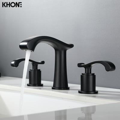 China Contemporary Wholesale Brass Black Basin Faucet Bathroom 3 Holes Pull Down Basin Faucet for sale