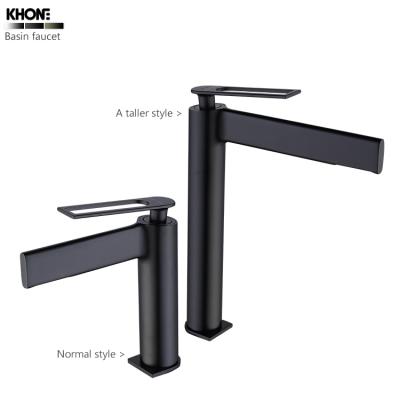 China EUROPEAN Hot Sale Black Tall Basin Faucet Designed Brass Bathroom Basin Faucet Faucets for sale