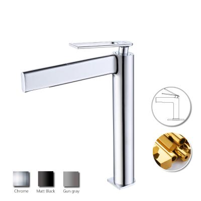 China 2021designed minimalist wash brass chrome tall sink bathroom taps faucet basin faucet for sale