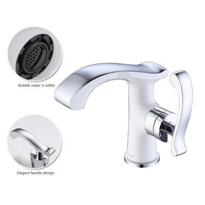 China Modern Luxury Designed White Brass Sink Faucet Bathroom Basin Faucet Mixer Tap for sale