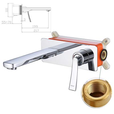 China Modern Wall Mounted Chrome Hot And Cold Brass Basin Mixer Bathroom Sink Faucet Supplier for sale