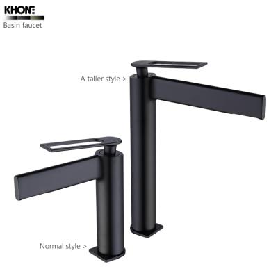 China EUROPEAN Supplier Black Tall Sink Basin Mixer Designed Brass Bathroom Basin Faucet for sale