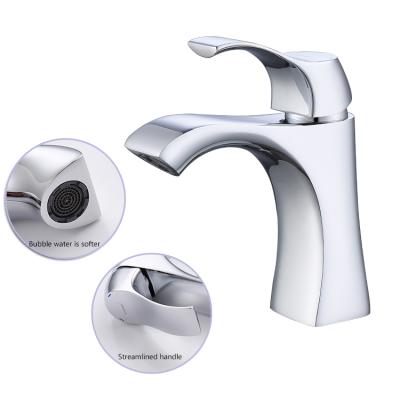 China Modern European Style Basin Faucet Mixer Chrome Square Bathroom Faucet Luxury Home Modern Brass Faucet for sale