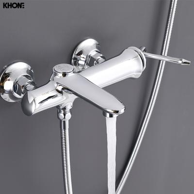 China High Quality Chrome 2 Functions Bath Shower Faucets Wall Mounted Brass Shower Mixer Tap Wall Mounted Free Shipping for sale